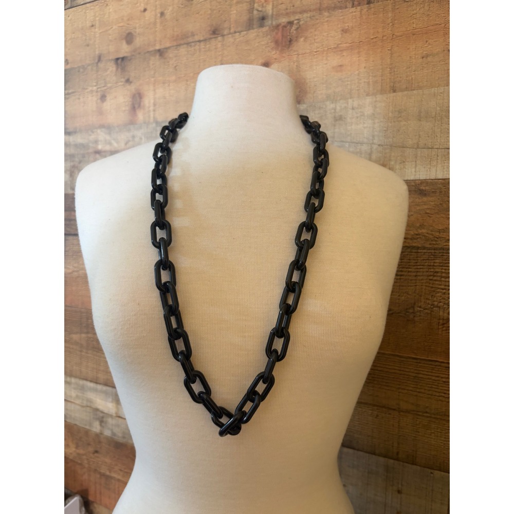 Black Chunky Link Necklace Oversized Acrylic Chain Statement 36 Inch